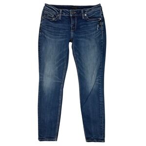 Silver Jeans Co Suki Skinny Jeans Women's W31 L29 Distressed Blue Wash